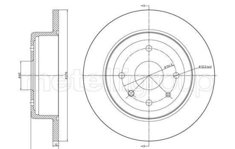 Диск гальмівний (задній) Chevrolet Epica 05- (276x12) (з покриттям) (повний) - Metelli 23-1559C