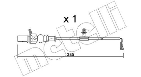 Датчик зносу гальмівних колодок (задніх) Audi A6/A7/A8/Q7/Q8/VW Touareg 15- (L=385mm) - Metelli SU.348