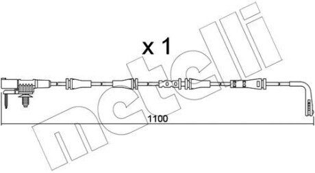 Датчик зносу гальмівних колодок (передніх) Land Rover Range Rover Velar 19- (L=1100mm) - (lr090683, t4a12867, t4a13370) Metelli SU.358