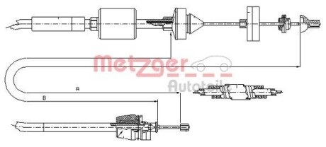 Трос зчеплення Renault Kangoo 1.5/1.9dCi 01- (960/658mm) - METZGER 10.2843