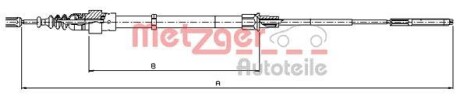 Трос ручного гальма VAG - (3A0609721A, 3A0609721C) METZGER 107491 (фото 1)