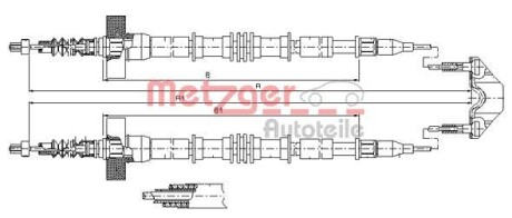 Трос стояночного тормоза - METZGER 115859