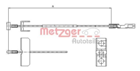 Трос ручника (центральний) Opel Vivaro 01-14 (L=1245mm) - METZGER 11.6802