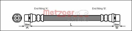 Шланг тормозной - (4B0611775) METZGER 4110329