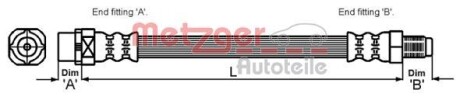 Шланг тормозной - (34301166118) METZGER 4114071