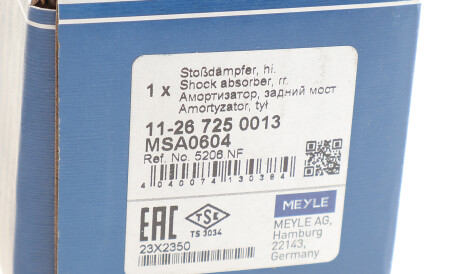 Фото 2 - Стійка амортизатору (амортизатор) MEYLE 11-26 725 0013 (11267250013)