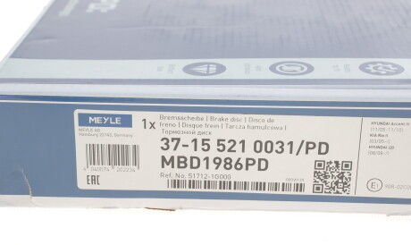 Фото 3 - Гальмівний диск MEYLE 37-15 521 0031/PD (37155210031PD)