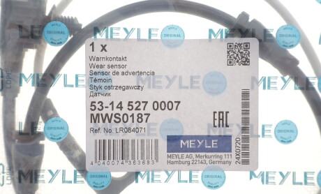 Фото 2 - Датчик износа тормозных колодок MEYLE 53-14 527 0007 (53145270007)