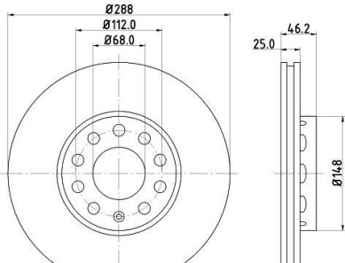 Tarcza ham skoda superb 1.8t, 1.9tdi, 2.5tdi 02- 288x25mm - MINTEX MDC768C