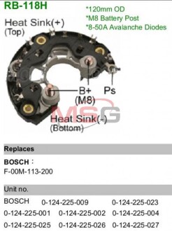 Диодный мост 139915 - (27365YF010, 93190140) MOBILETRON RB118H