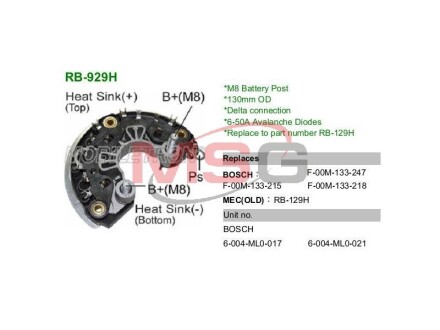 Детали стартеров и генераторов - MOBILETRON RB-929H