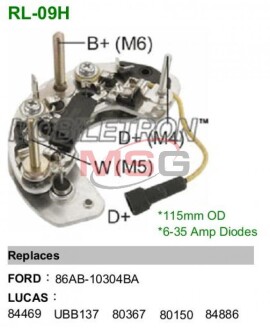 Диодный мост генератора ILR568HD - (5430021883, 6133746, 84AB10316AA) MOBILETRON RL09H