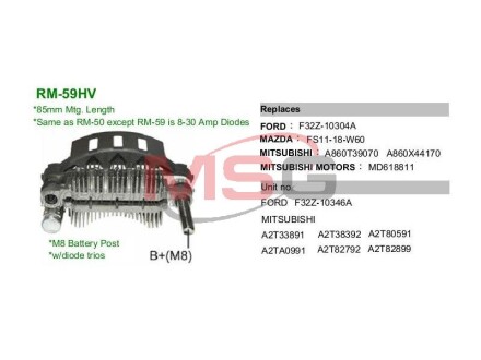 Диодный мост 137076 - (a860T42670, MD618752, A002T38391) MOBILETRON RM59HV