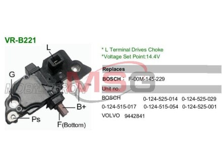 Регулятор генератора IB229 - (8637851, 9459741, 94597416) MOBILETRON VRB221