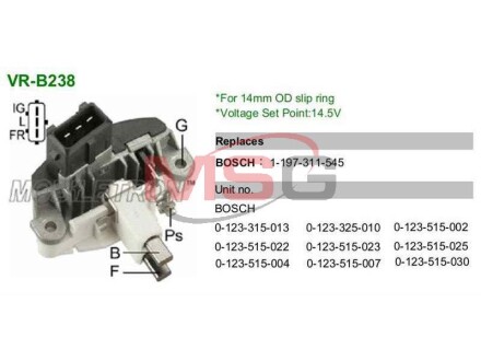 Регулятор генератора IB545 - MOBILETRON VRB238