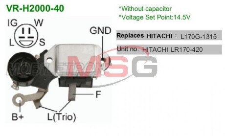 Детали стартеров и генераторов - (fa8065a, l170g1315) MOBILETRON VR-H2000-40