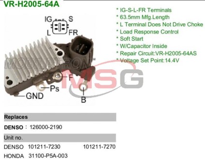 Регулятор напруги - (270600L020, 270600L021, 270600L022) MOBILETRON VRH200564A