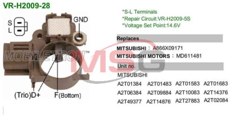 Регулятор генератора IM282 - (a866X09171, MD611481, A002T01384) MOBILETRON VRH200928