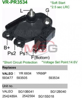 Регулятор генератора M551 - (9949639) MOBILETRON VRPR3534