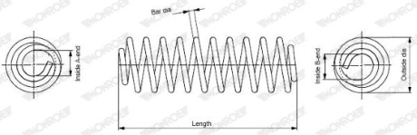 Пружина підв. Renault Grand Scenic передн. OESpectrum - (8200106137, 8200106139, 8200106140) MONROE SE2919