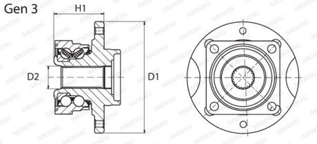 Фото 2 - Подшипник ступицы MOOG OP-WB-11091 (OPWB11091)