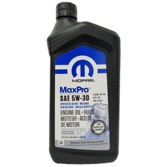 Моторное масло MaxPro 5W-30, 0.946 л (68218920AB) - MOPAR 68218920AA