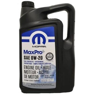 Моторное масло MaxPro+ 0W-20, 5 л (68218951AC) - MOPAR 68524013AA