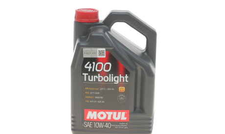 Моторное масло 4100 Turbolight 10W-40, 5 л (108645/100357) - (1942036, 1942043, 1942044) MOTUL 387606 (фото 1)