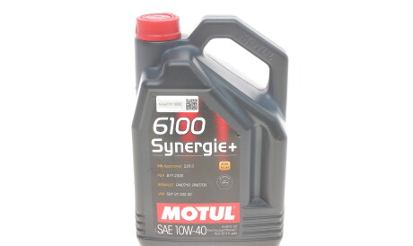 Моторное масло 6100 Sinergie+ 10W-40, 5 л (108647) - (ke90099942r, ke90099942dat, ke90099932r) MOTUL 839451