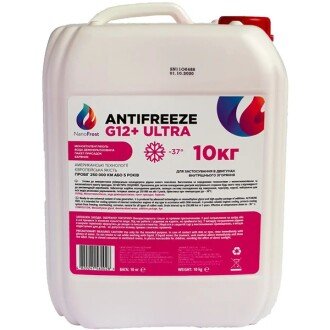 Антифриз G12+ Ultra -37°C розовый, 10л - NANOFROST 4820241560028