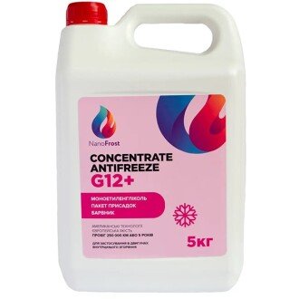 Антифриз-концентрат Concentrate Antifreeze G12+ -80°C рожевий, 5л - NANOFROST 4820241560400