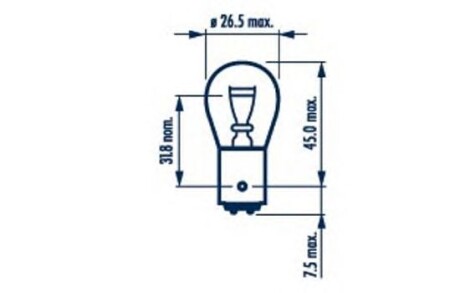 Автолампа P21/5W BAY15d 5 W 21 W прозрачная - NARVA 17916