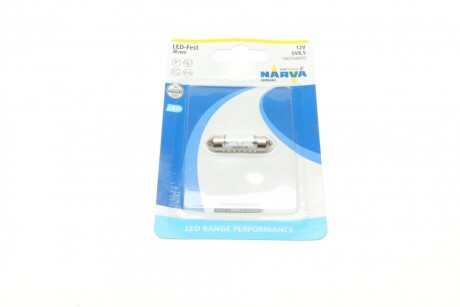 Автолампа 12V 0,6W SV8.5 (9.8x38mm) Festoon (LED) (блістер/1шт) - NARVA 180794000