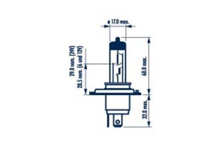 486772100 Лампа H4 12V 60/55W P43t 12V (к-т 2 шт.) RANGE POWER BLUE+ (3700K) - NARVA 48677