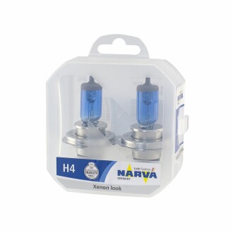 Лампа галогенна TWIN SET H4 12V 60/55W RANGE POWER WHITE - (14152090, 63121354619, 621699) NARVA 48680S2