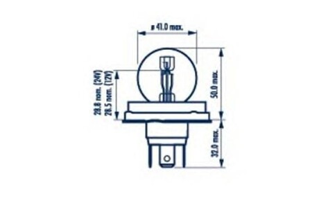 Автолампа Standard R2 P45t 40 W 45 W прозрачная - NARVA 49211