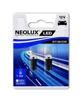 Автолампа W5W W2,1x9,5d 0,5 W белая - NEOLUX NT1061CW02B