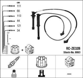 Комплект проводов зажигания - (kl4718140c, kf3318140e, kl0118140c) NGK 8863