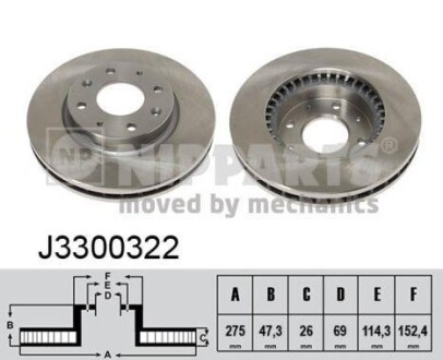 Тормозной диск - (517122F100, 517122F300, 517152F100) NIPPARTS J3300322