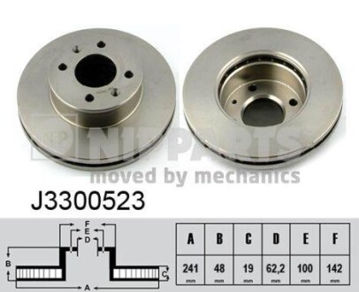 Гальмівний диск - (517121C000, 517121C100, 517121C300) NIPPARTS J3300523