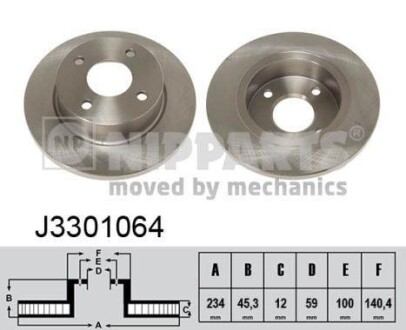 Тормозной диск - (402065F001, 402065F003, 08569110) NIPPARTS J3301064