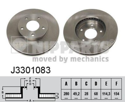 Гальмівний диск - (402068H300, 402063Y502, 402063Y503) NIPPARTS J3301083