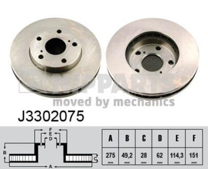 Тормозной диск - (4351206020, 4351207020, 4351233040) NIPPARTS J3302075