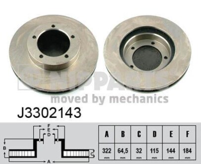 Тормозной диск - (4351260410, 4351260141, 4351260140) NIPPARTS J3302143