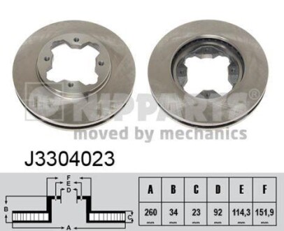 Диск тормозной - (45251SM4000, 45251SM4010, 45251SM4020) NIPPARTS J3304023
