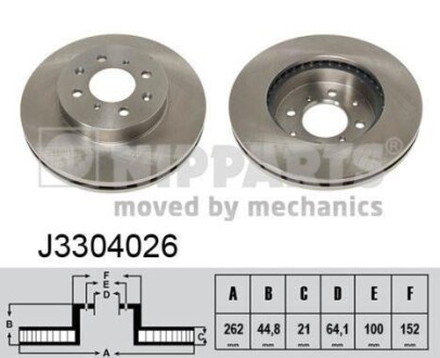 Тормозной диск - (45251SK7A00, 45251SR0A00, 45251SR0A10) NIPPARTS J3304026