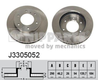 Тормозной диск - (4615A061, MR407289, MR407116) NIPPARTS J3305052