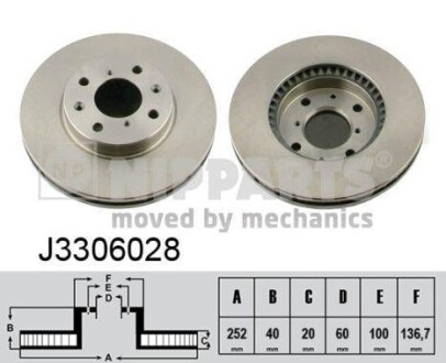 Тормозной диск - (4708241, 5531162J01, 5531162J00) NIPPARTS J3306028