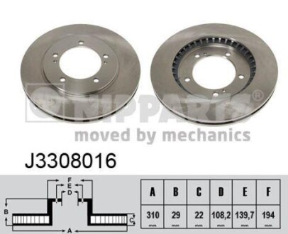 Тормозной диск - (5521165D10, 5521165D11, 5521165D12) NIPPARTS J3308016