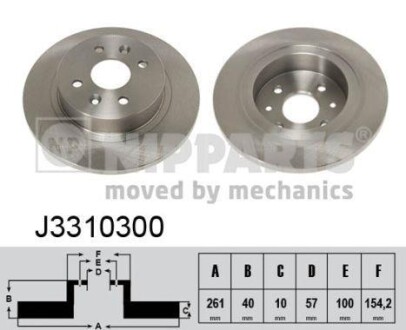 Тормозной диск - (0K2AA26251, 0K2AA26251A, 0K2AA26251B) NIPPARTS J3310300